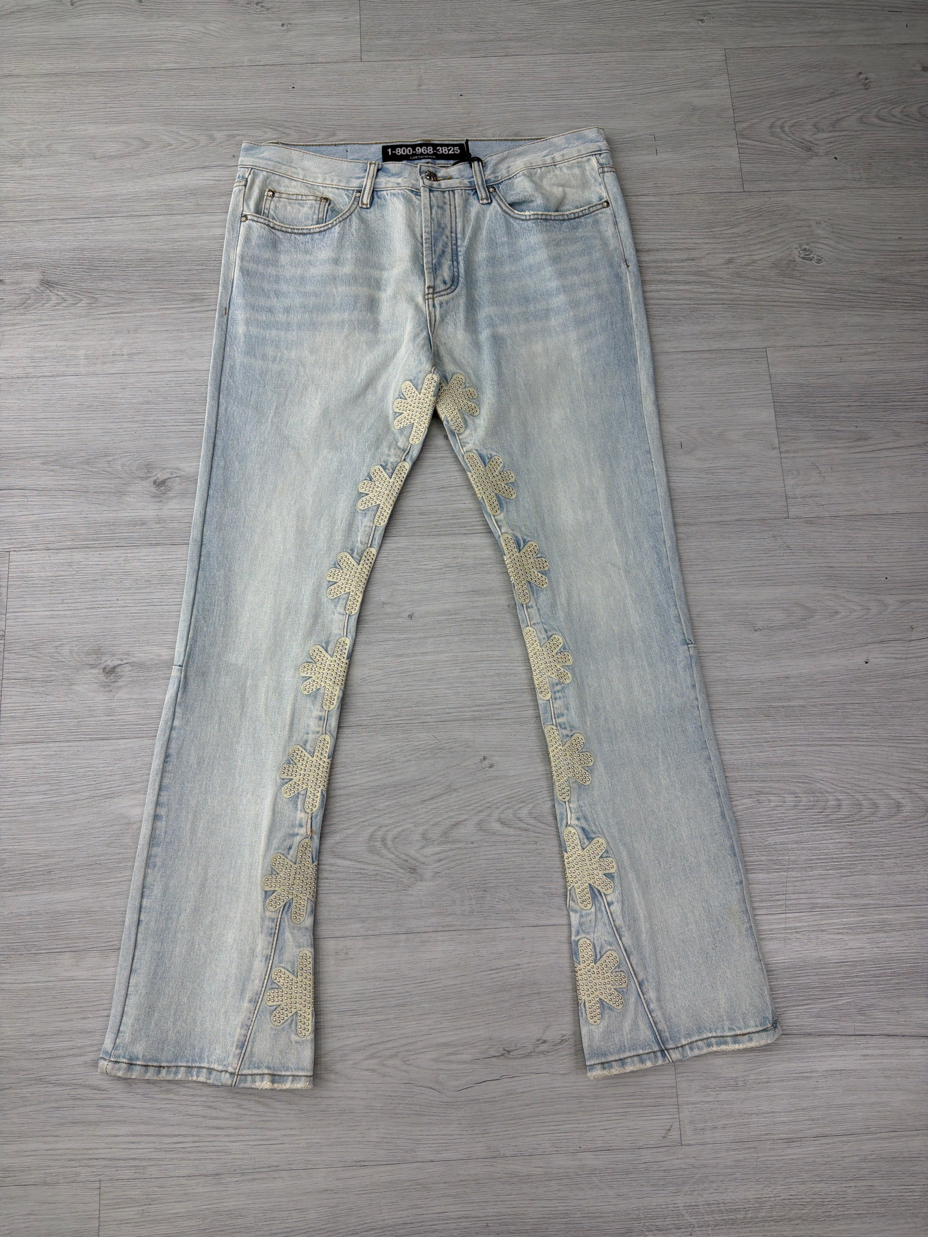 Lost shadows blue bone studded jeans