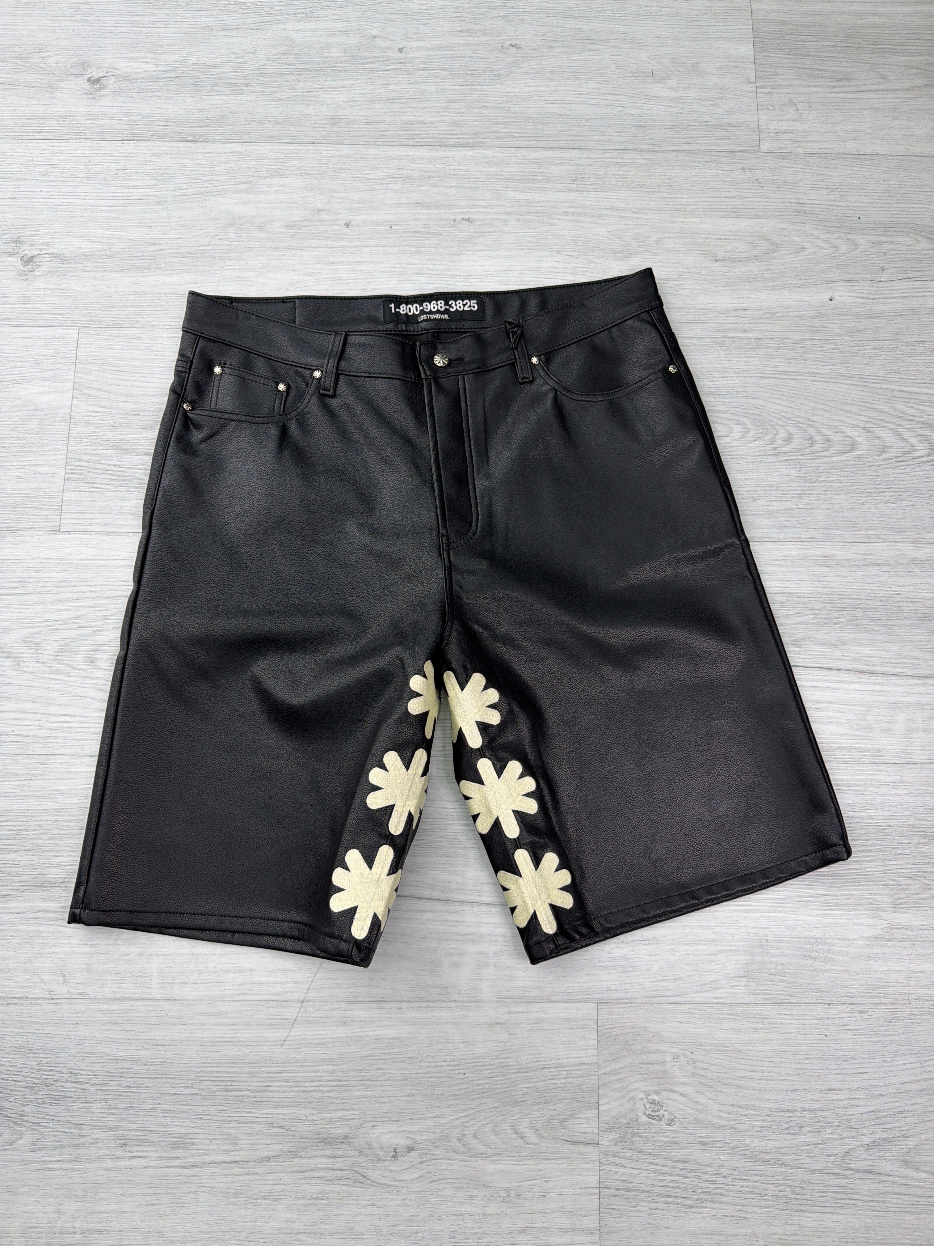 Lost shadows black bone Leather jorts