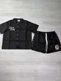 Saint Vanity Nylon Black Button Up Shirt