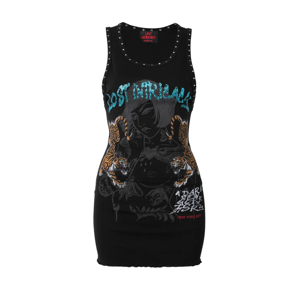 Lost Intricacy Twin Tiger Black Dress