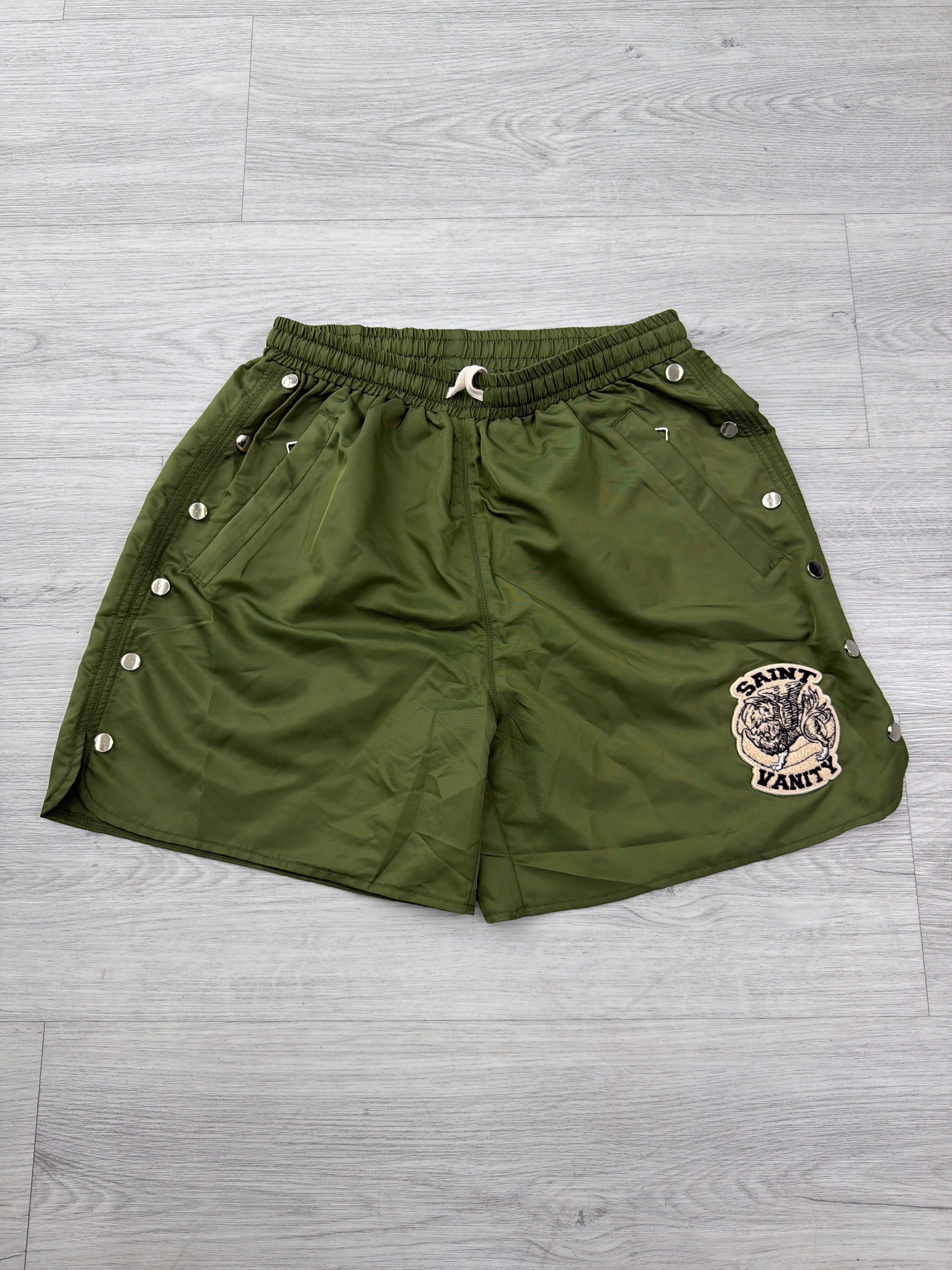 Saint vanity button up green shorts