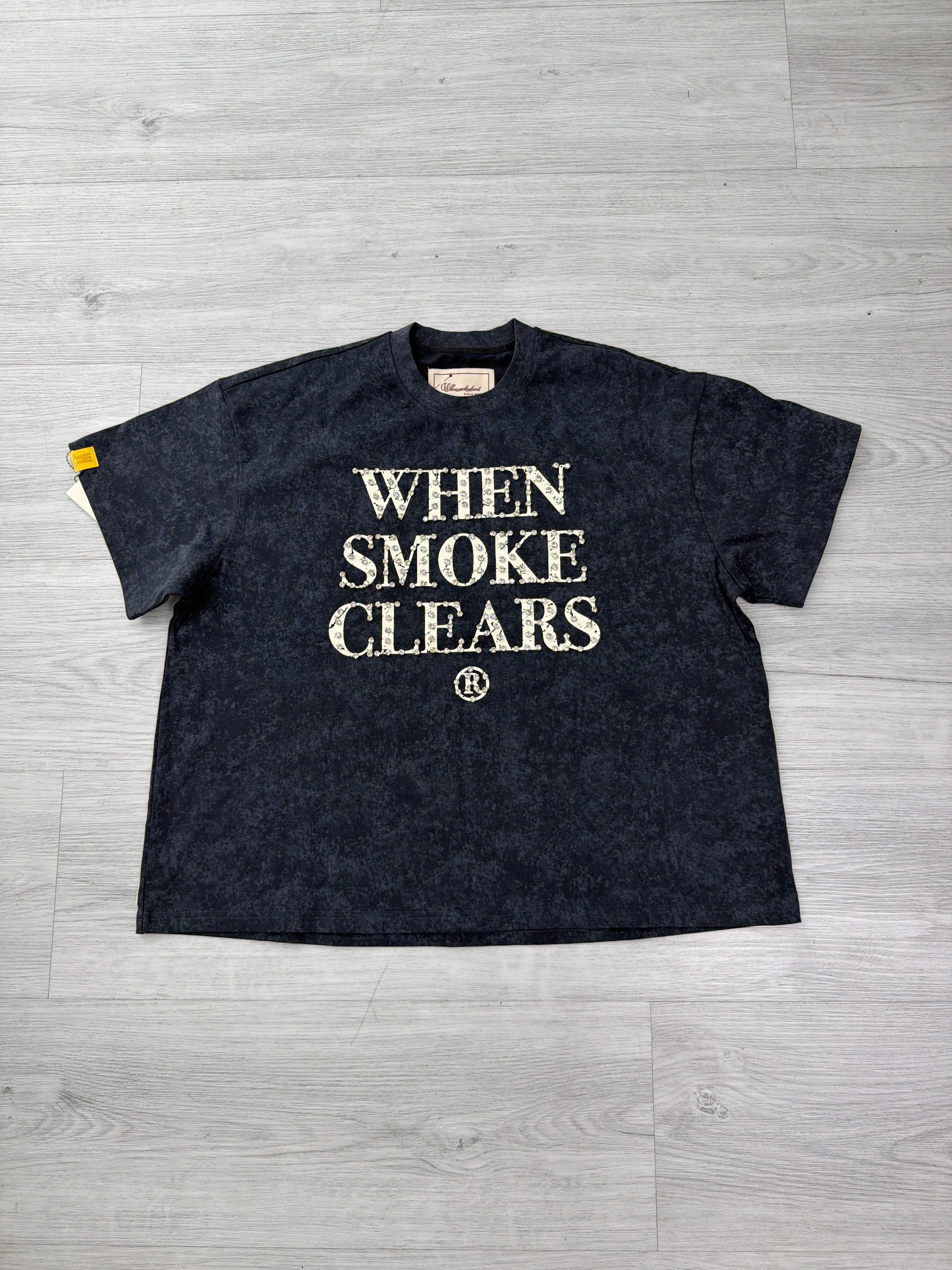 When Smoke Clears Space /Black Bone white Diamonds Logo tee
