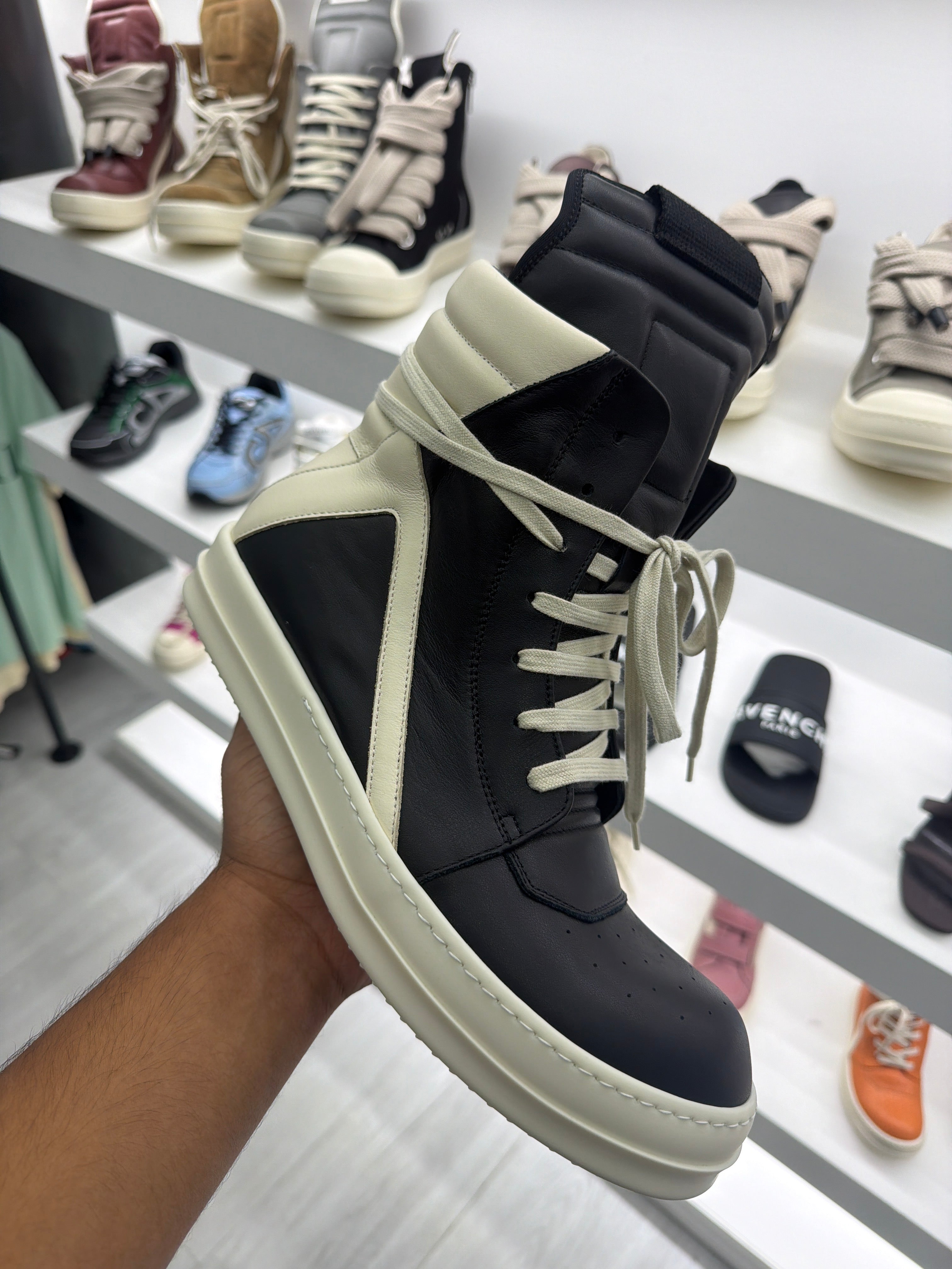 Rick Owen’s Black Tower Geobasket Sneakers