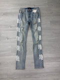 Mixed Emotions blue and white side logo jeans
