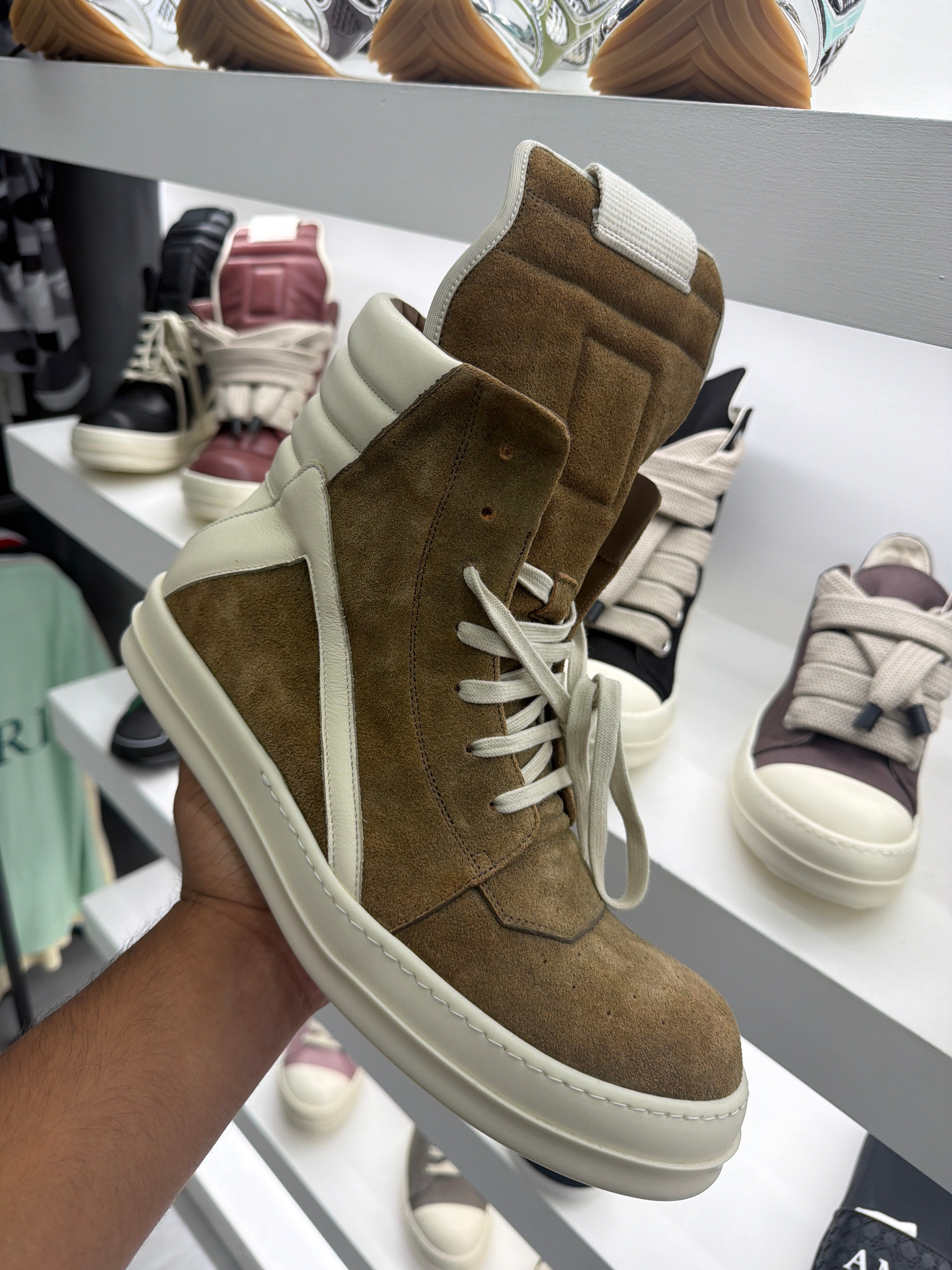 Rick Owen’s Sumi Brown GeoBasket High Top