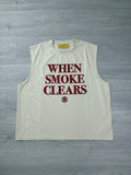 When smoke Clears Diamond tee Sleeveless White /Red