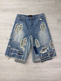 Who Decides War arch blowout denim shorts - Blue