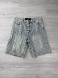 Lost shadows Embossed blue denim jorts