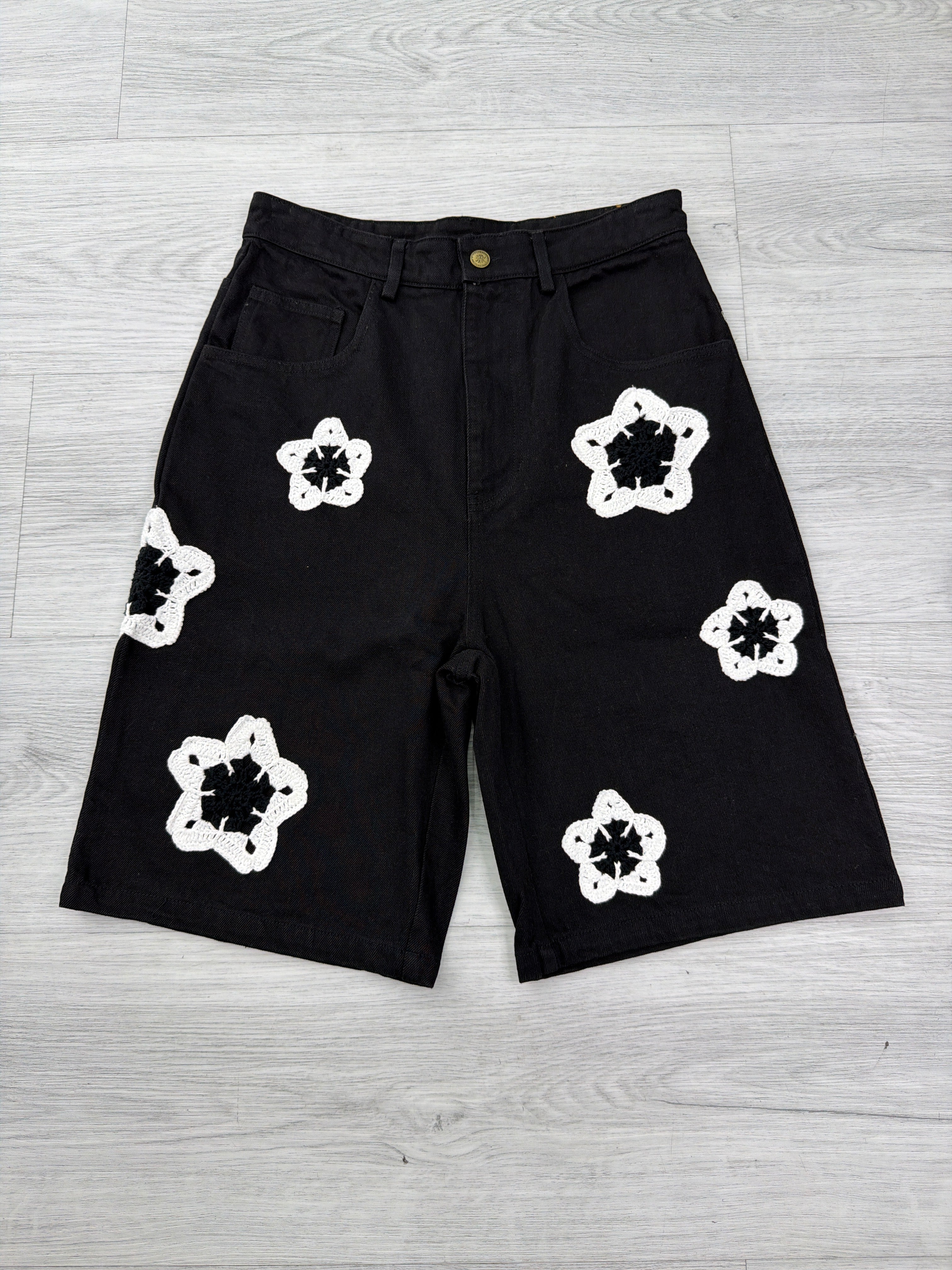 Arkyve Black Star Chrochet Patch Jeans