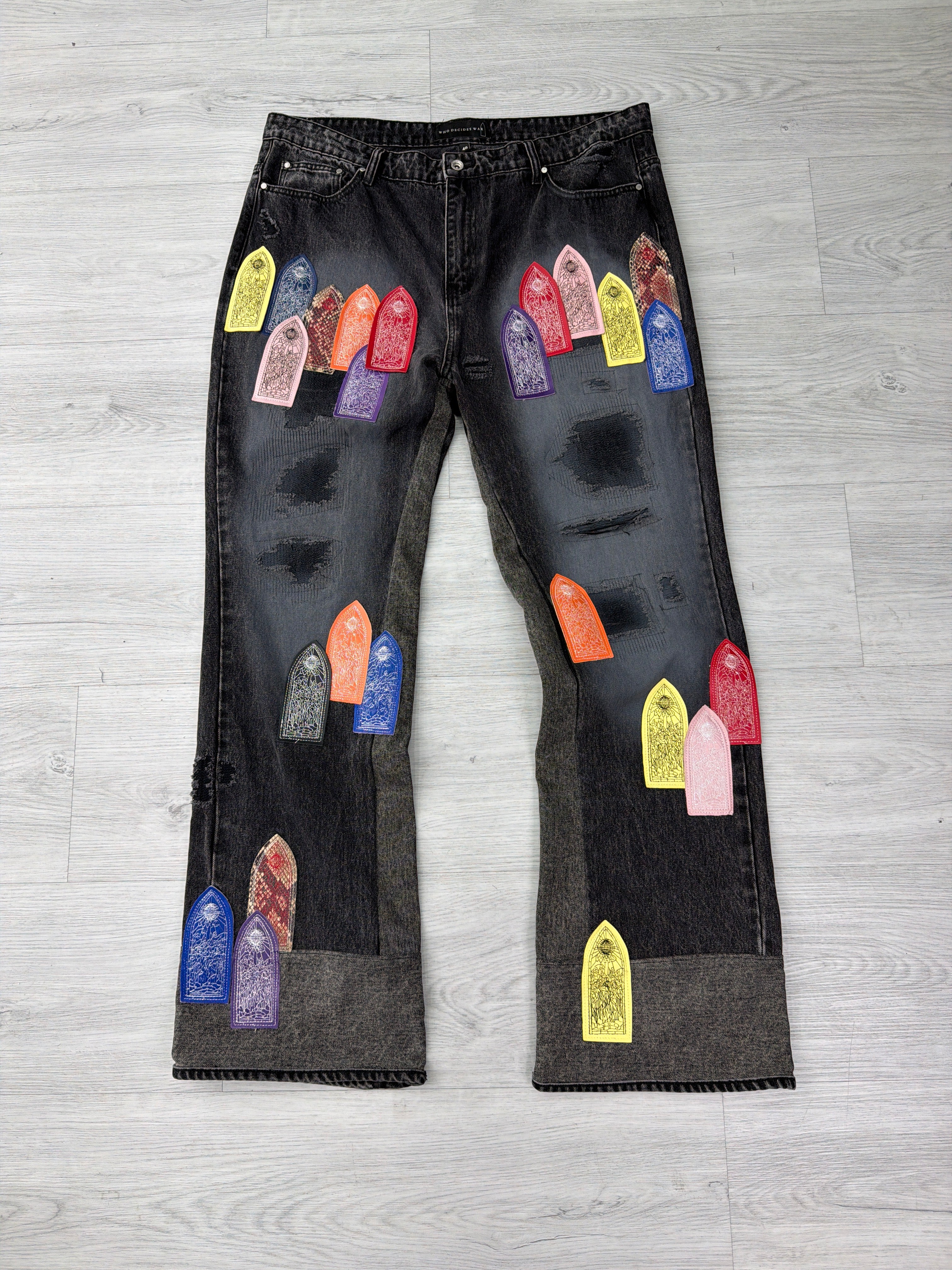 Who Decides War 'Pastel' black Wash Jeans