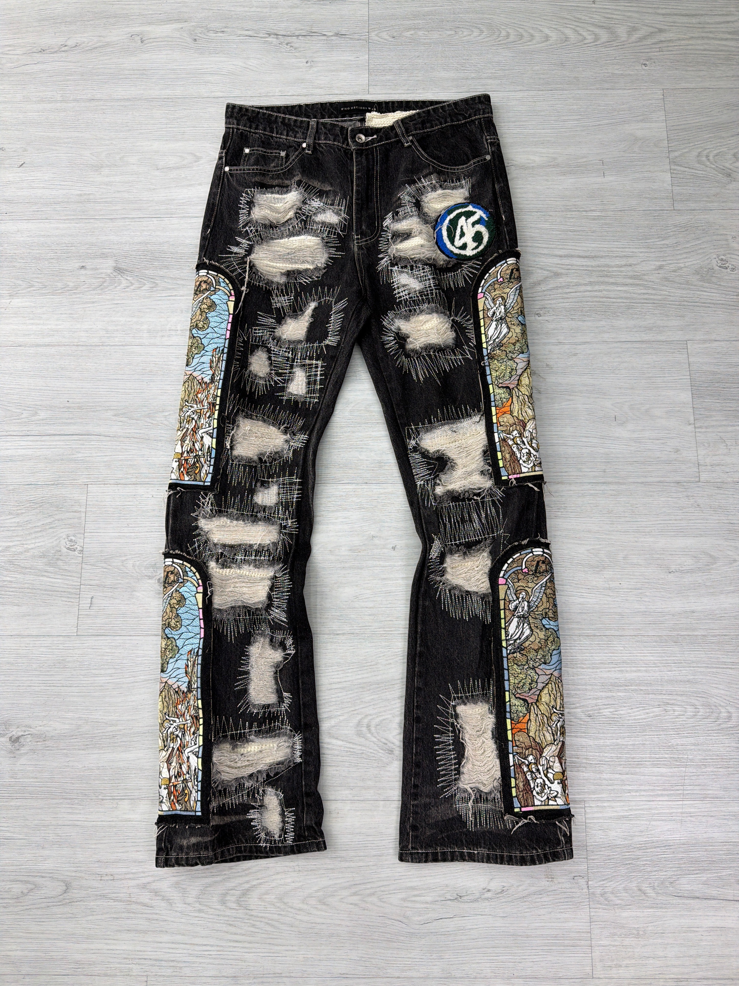 Who Decides War "45 Patch" Black Denim Jeans