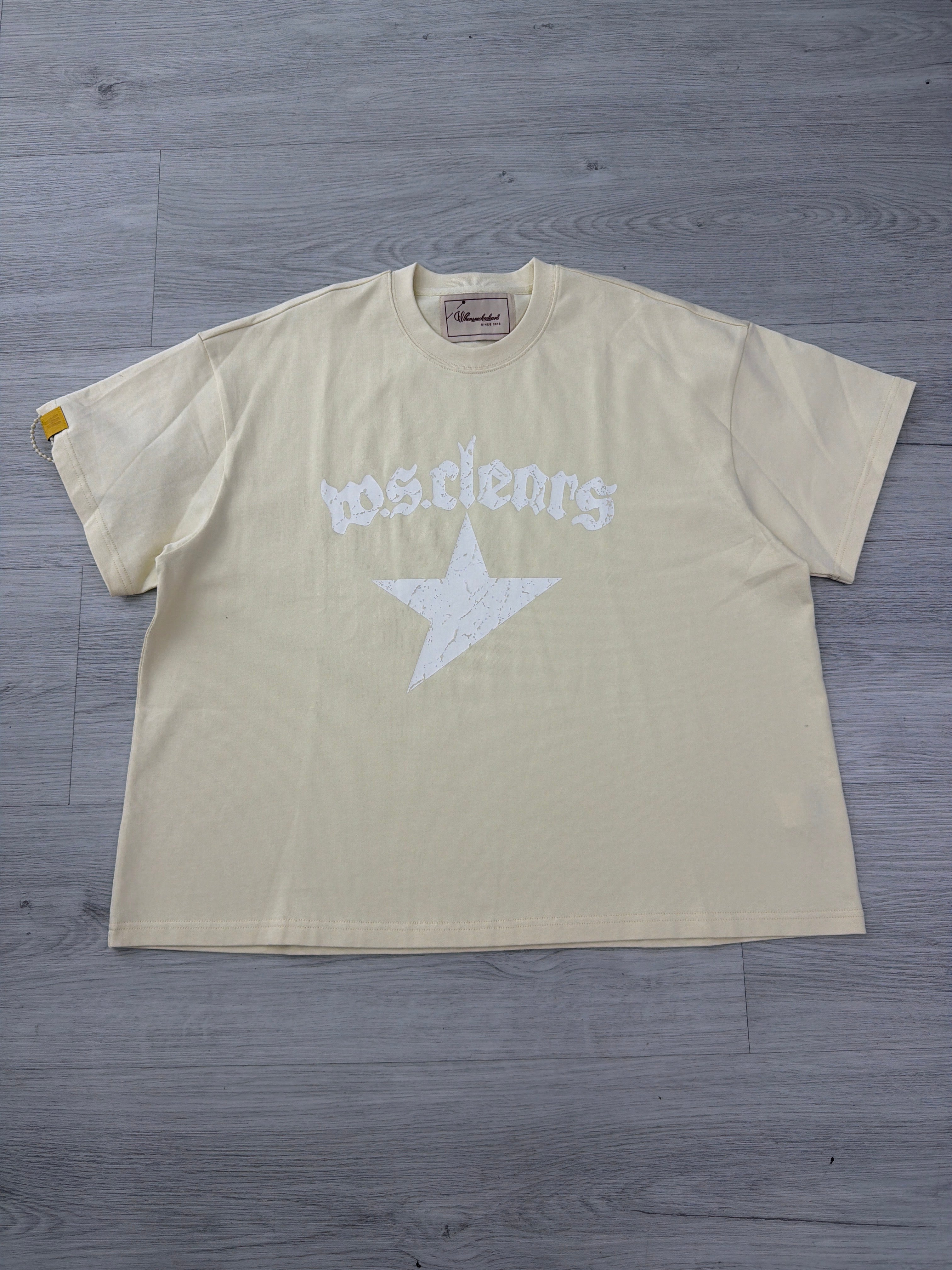 When smoke clears creme / white tee