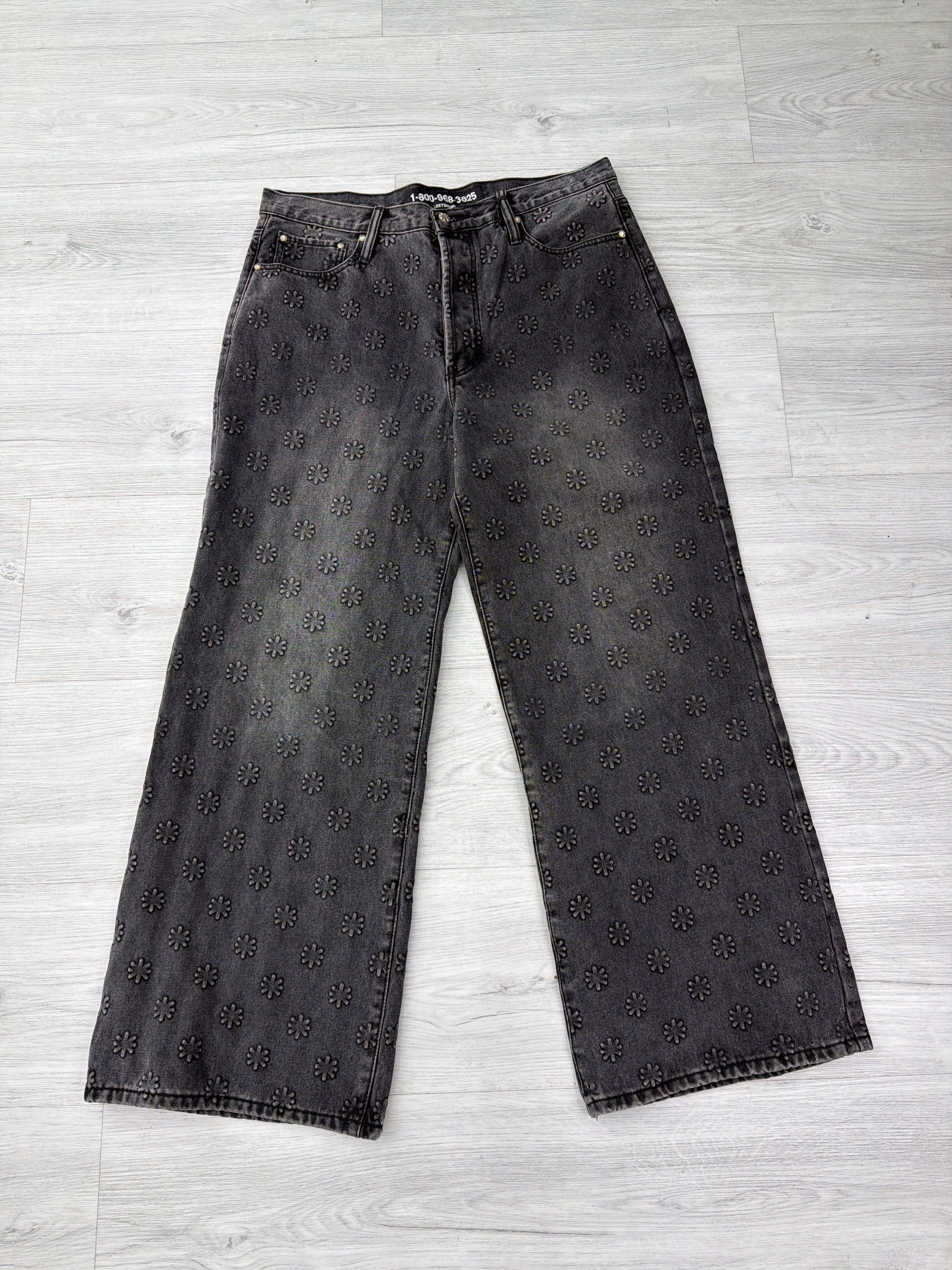 Lost shadows Embossed black denim jeans