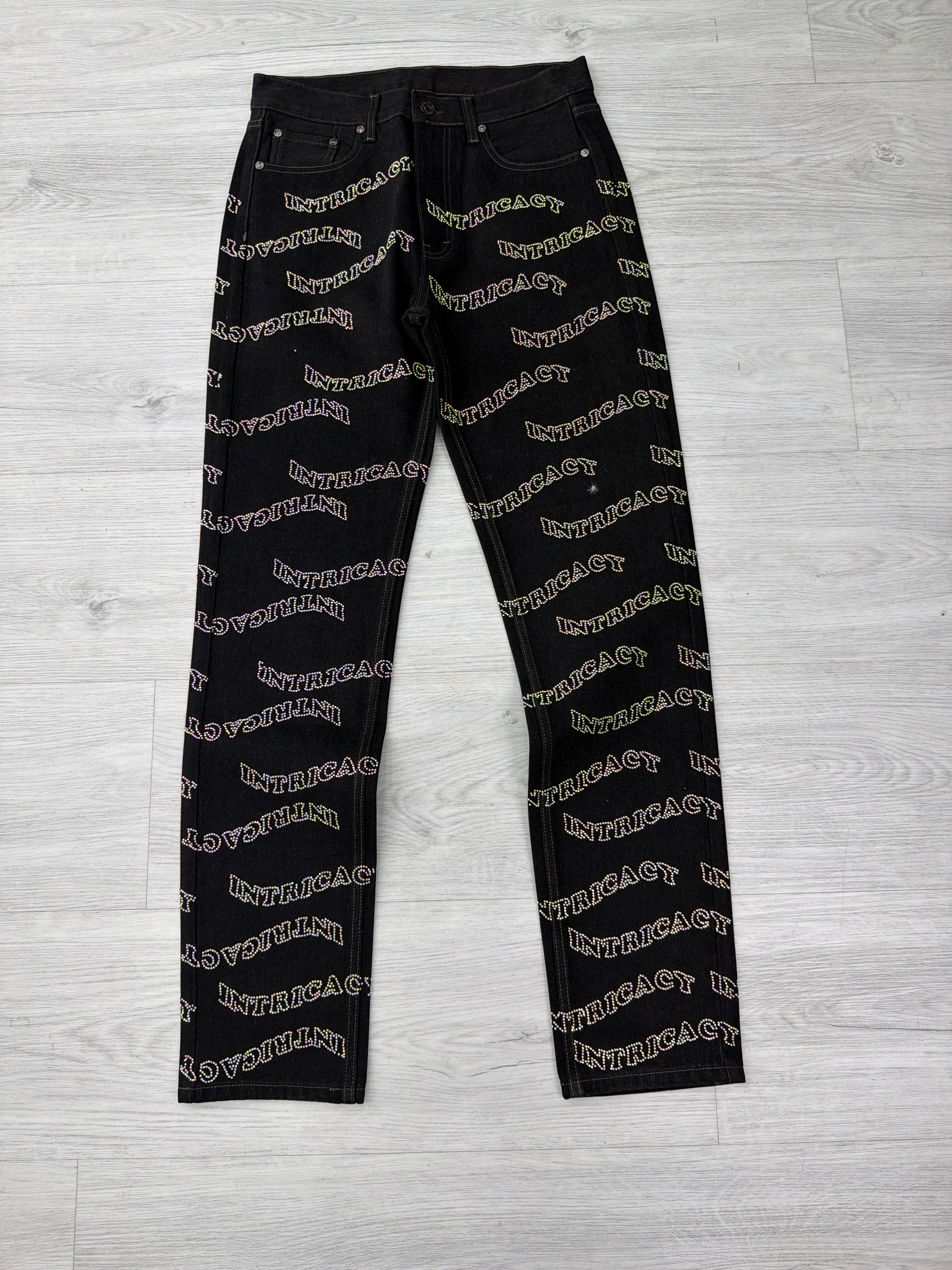 Lost Intricacy 'All Over Rhinestone' black & Purple Jeans