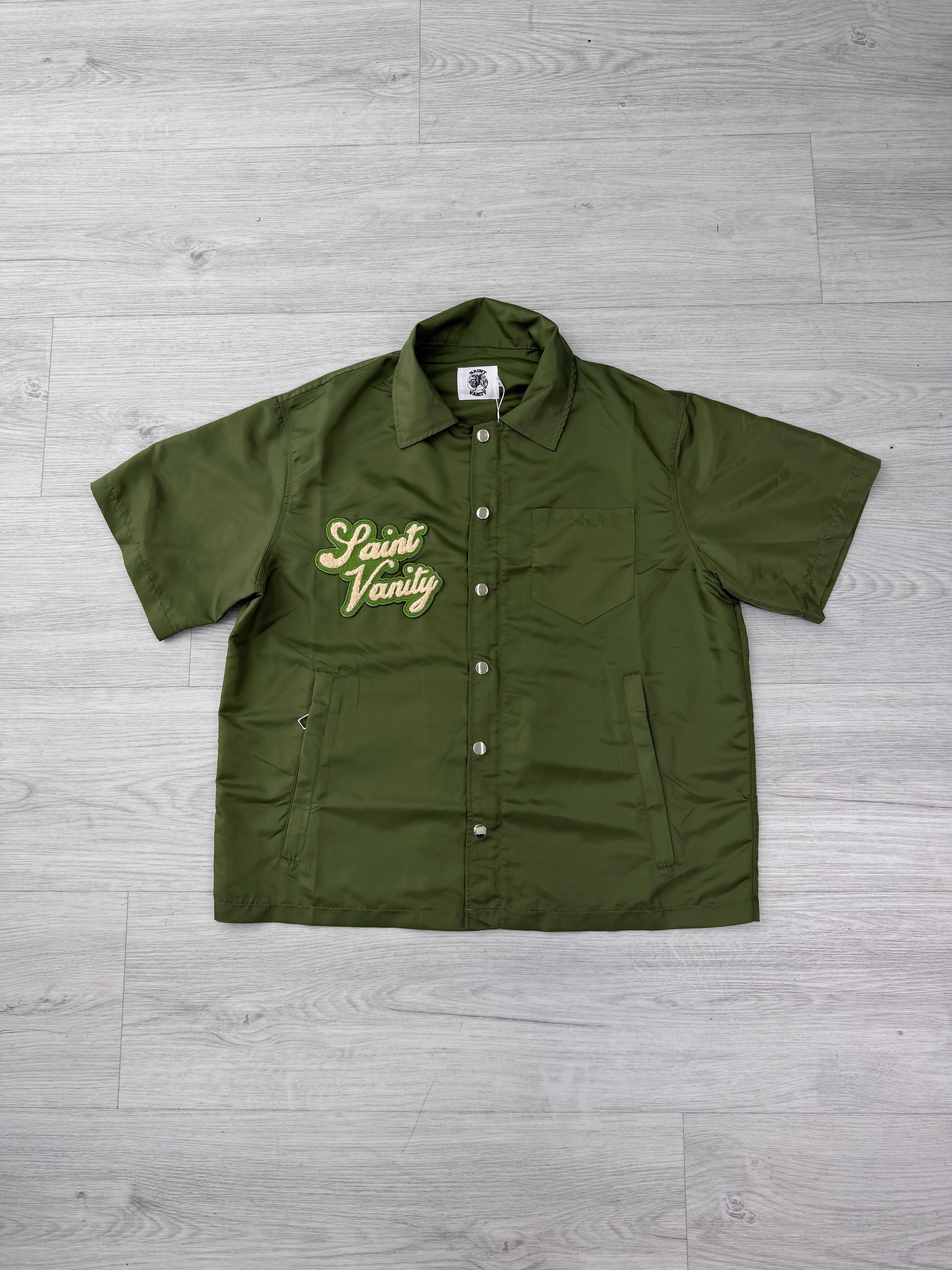 Saint vanity button up green shirt