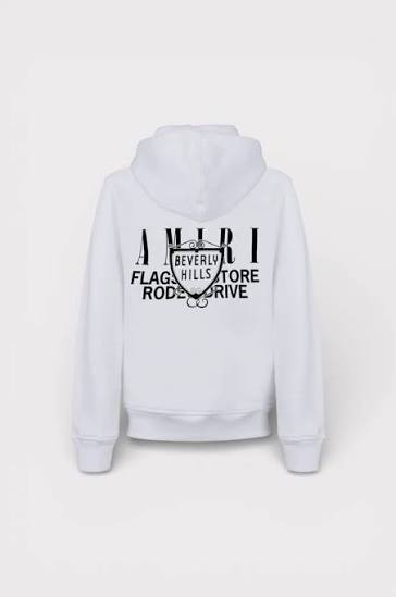 Amiri Beverly Hill White Hoodie