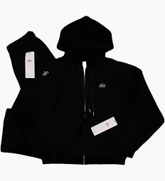 Alo black full zip up set